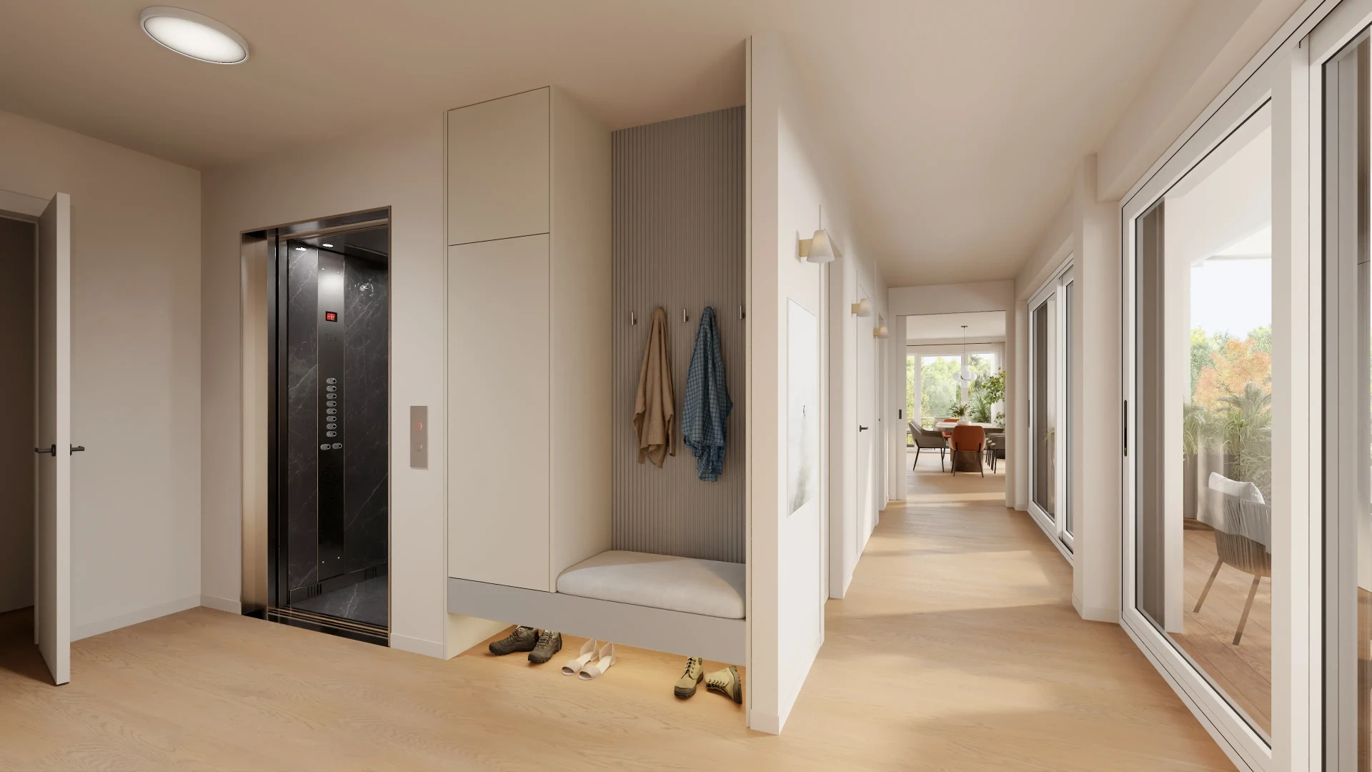 Penthouse-Diele mit direktem Aufzug in die Wohnung